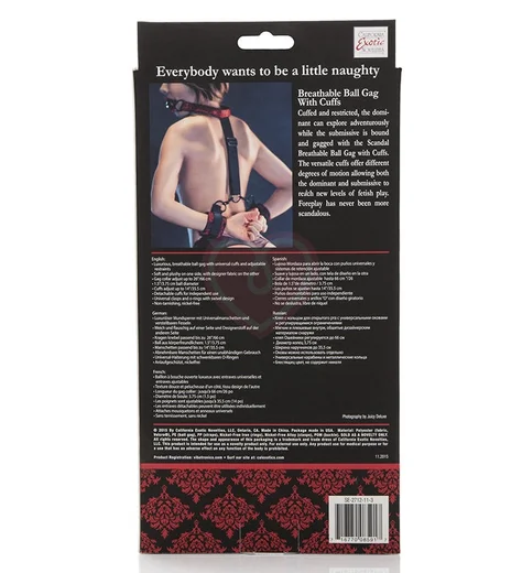 Кляп с наручниками Scandal Breathable Ball Gag With Cuffs фото 2