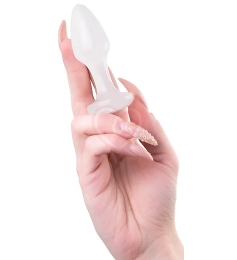 Светящаяся в темноте маленькая анальная пробка ToyFa 8 см белая фото 4