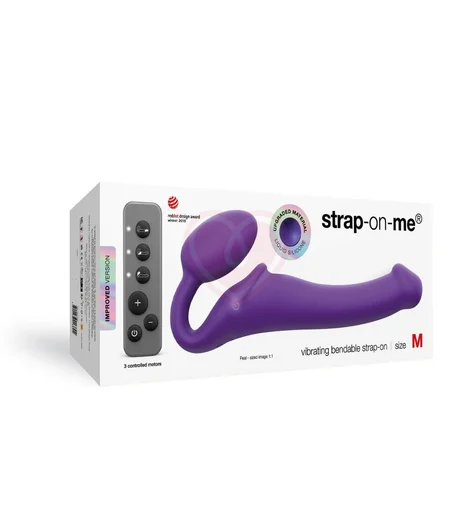 Безремневой страпон с вибрацией и пультом управления Strap-on-me M фиолетовый фото 5