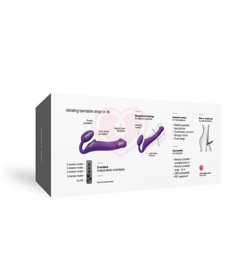Безремневой страпон с вибрацией и пультом управления Strap-on-me M фиолетовый фото 6