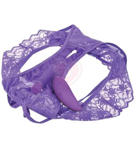 Клиторальный набор с вибратором и пультом Crotchless Panty Thrill-Her фиолетовый фото 3