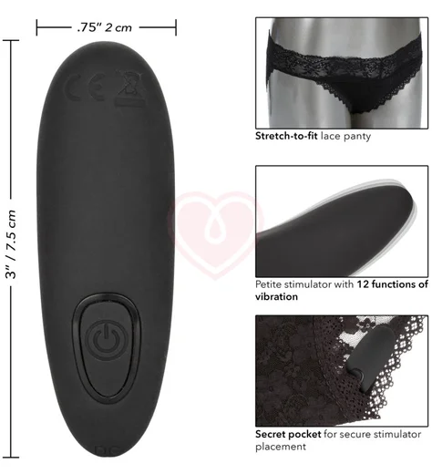 Вибратор для клитора с пультом Lace Panty Set L/XL чёрный фото 4