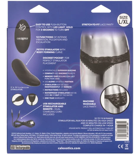 Вибратор для клитора с пультом Lace Panty Set L/XL чёрный фото 10