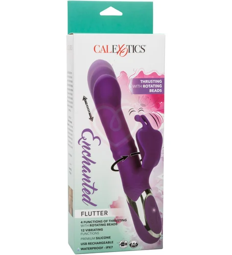 Вибратор-кролик Enchanted Flutter с бусинами фиолетовый фото 6