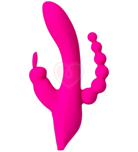 Вибратор с тремя кончиками Jos Spanky розовый фото 5