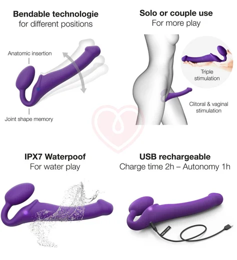 Безремневой страпон с вибрацией и пультом управления Strap-on-me L фиолетовый фото 7