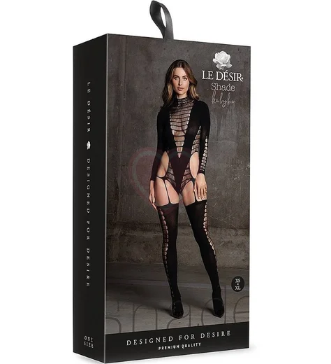 Кэтсьюит Le Desir Kalyke с имитацией чулок черный фото 6
