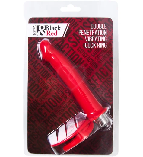 Насадка для двойного проникновения с вибропулей Toyfa Double Penetration Vibration красная фото 3