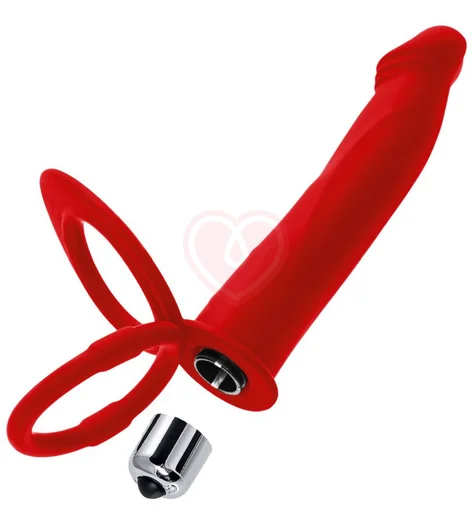 Насадка для двойного проникновения с вибропулей Toyfa Double Penetration Vibration красная фото 7