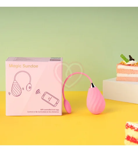 Виброяйцо с управлением от приложения Magic Sundae розовое фото 5
