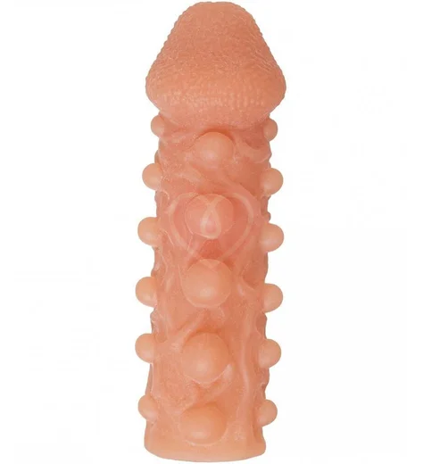 Насадка с шариками и отверстием для мошонки Kokos Cock Sleeve CS010-M фото 2