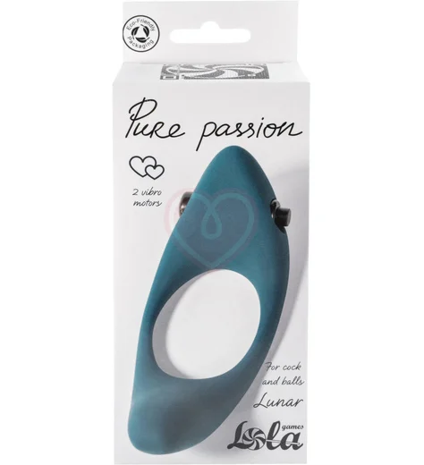 Эрекционное кольцо с двумя вибропулями Pure Passion Lunar зелёное фото 3