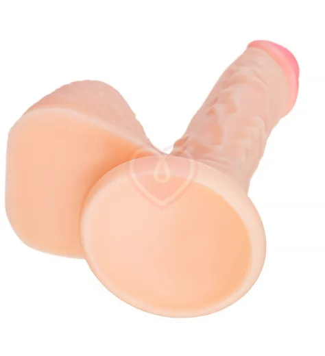 Реалистичный фаллоимитатор с мошонкой на присоске RealStick Nude Shaw телесный фото 7