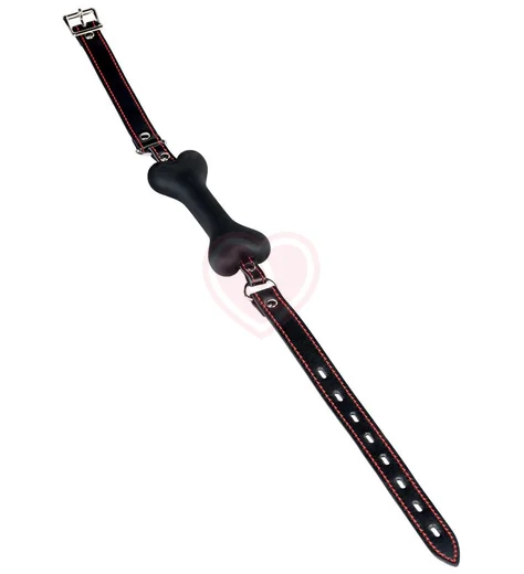 Кляп-трензель в виде косточки с замочком ToyFa Theatre чёрный фото 3