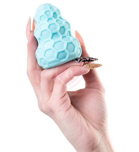 Рельефный мини-мастурбатор A-Toys Flaff 8 см бирюзовый фото 3