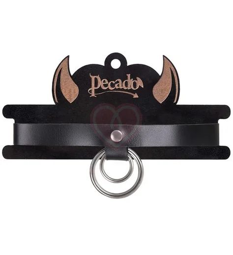 Чокер с двумя кольцами Pecado BDSM черный фото 4