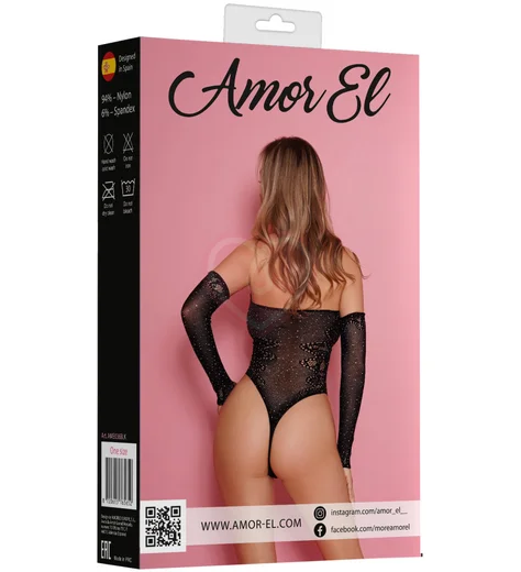 Боди Amor El Lara со стразами чёрное фото 4