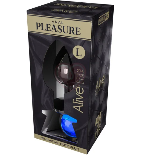Стальная анальная пробка Alive Mini Metal Butt L с голубым кристаллом фото 2