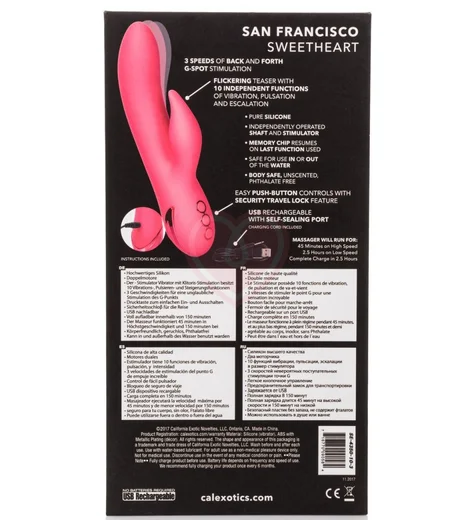 Вибратор со стимуляцией точки G и клитора San Francisco Sweetheart розовый фото 5