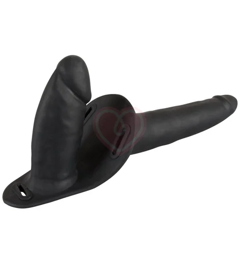 Двойной страпон на кожаных ремешках Double Strap On фото 3