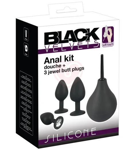 Набор из 3 анальных пробок с кристаллом и анальным душем фото 3