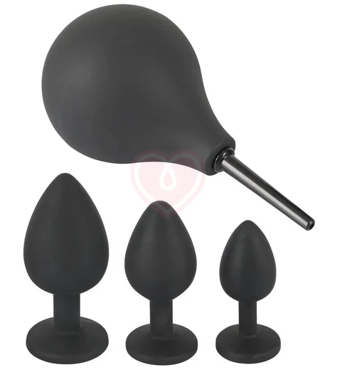 Набор из 3 анальных пробок с кристаллом и анальным душем фото 4