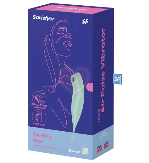 Двухсторонний вакуумный вибростимулятор Twirling Pro+ с приложением нежно-зелёный фото 5