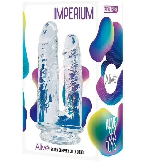 Двойной фаллоимитатор на присоске Imperium Jelly Dildo прозрачный фото 2