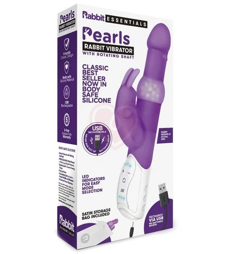 Вибратор хай-тек с шариками Pearls Rabbit фиолетовый фото 4