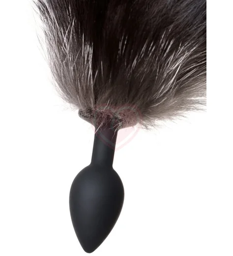 Силиконовая анальная пробка с чёрно-бурым хвостом Popo Pleasure S фото 3