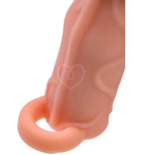 Насадка удлинитель с крайней плотью и кольцом на мошонку XLover by Toyfa телесная фото 8