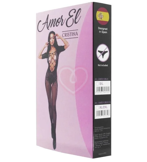 Кетсьюит Amor El Cristina с крупной сеткой на декольте чёрный фото 3