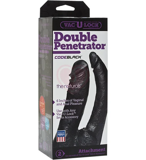 Насадка двойной фаллоимитатор Vac-U-Lock CodeBlack Double Penetrator черная фото 2