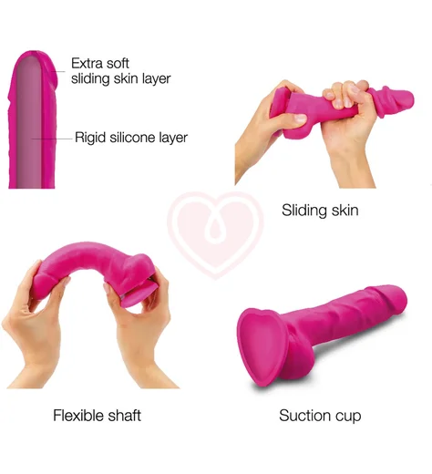 Фаллоимитатор с подвижной кожей Strap-On-Me Sliding Skin L 14 см розовый фото 3