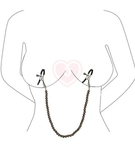 Зажимы на соски с цепочкой из бусин Kanikule чёрные фото 2