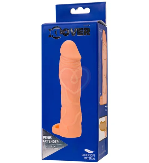 Насадка удлинитель с кольцом на мошонку XLover by Toyfa телесная фото 10