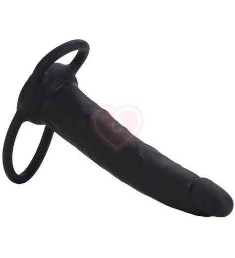 Насадка с креплением на пенис Silicone Double Rider чёрный фото 3