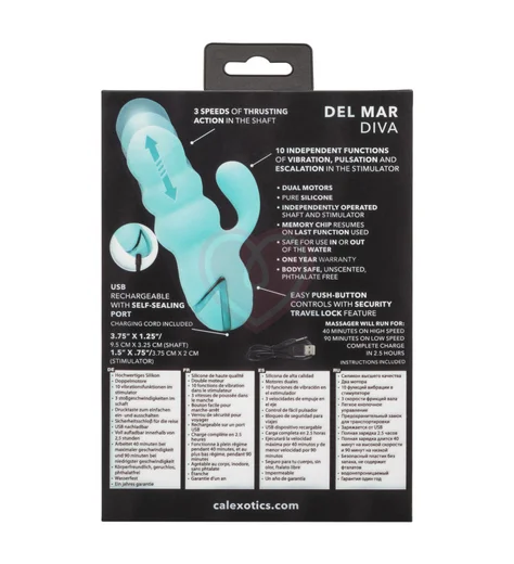 Вибратор с пульсирующей головкой Del Mar Diva бирюзовый фото 8
