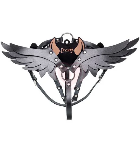 Кожаная портупея с крыльями Pecado BDSM черная фото 4