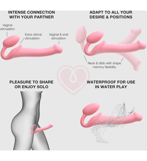 Безремневой гибкий страпон Strap-on-me Bendable XL розовый фото 6