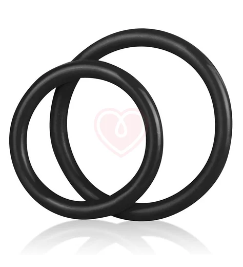 Набор из двух чёрных колец разного диаметра Silicone Cock Ring Set фото 2