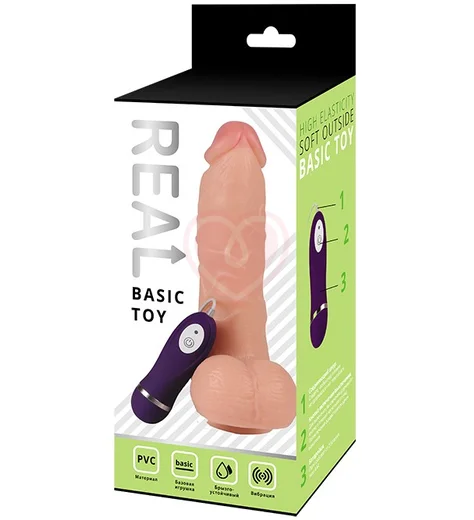 Реалистичный вибратор с мошонкой и пультом Real Basic Toy 21 см фото 2
