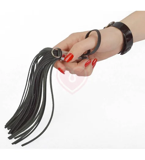 Мини флоггер с металлической ручкой чёрный фото 2