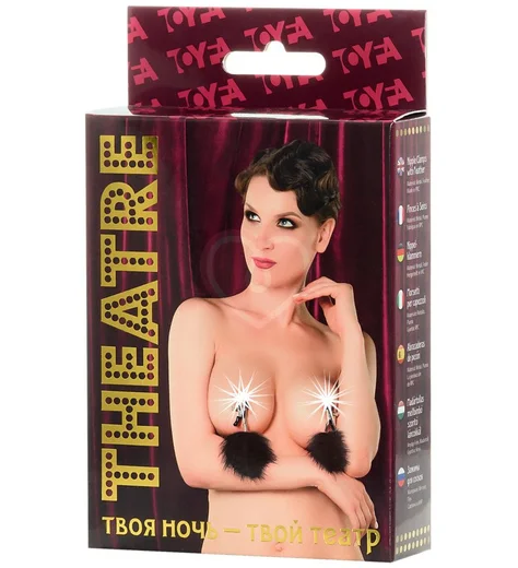 Зажимы для сосков с чёрными перьями ToyFa Theatre фото 2