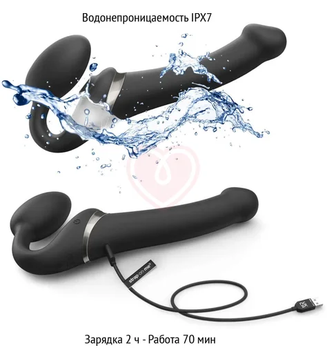 Безремневой страпон с вакуумной стимуляцией и пультом Strap-On-Me Multi Orgasm XL чёрный фото 2