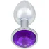 Анальная пробка с фиолетовым кристаллом Diamond Purple Sparkle Small серебро фото 2