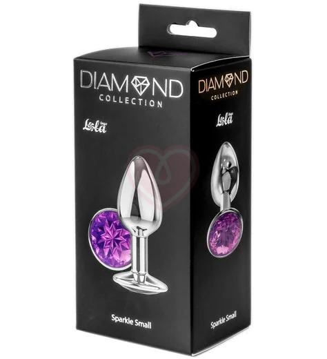 Анальная пробка с фиолетовым кристаллом Diamond Purple Sparkle Small серебро фото 4