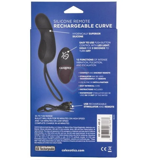 Мини-вибратор с пультом управления Silicone Remote Curve чёрное фото 8