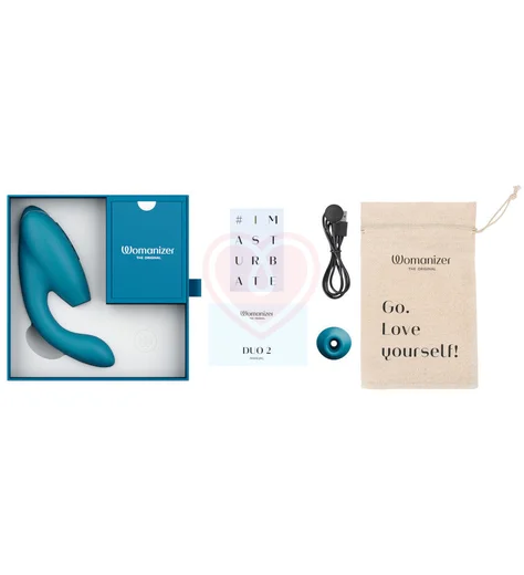 Вибратор с бесконтактной стимуляцией клитора Womanizer DUO 2 бирюзовый фото 6