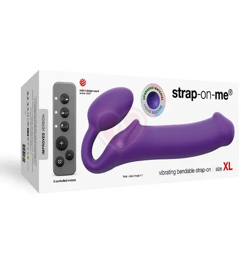 Безремневой страпон с вибрацией и пультом управления Strap-on-me XL фиолетовый фото 6